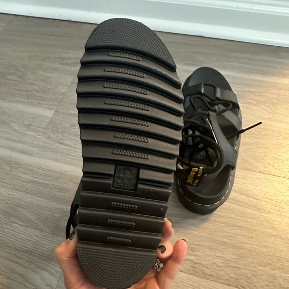 Doc Martens Nartilla Sandal Sz 8 Black ankle wrap strap gladiator - Picture 6 of 7